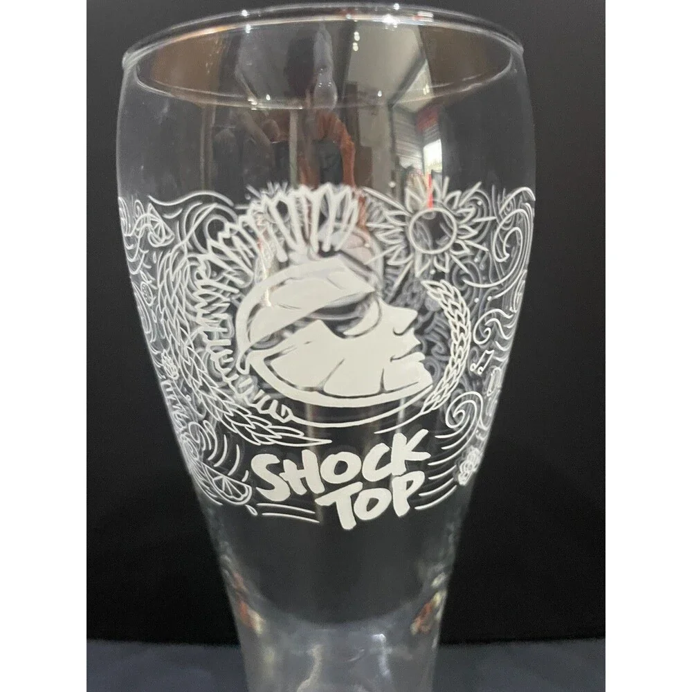 1 Shock Top Belgian White 8” Draft Beer Pilsner Glass EXC